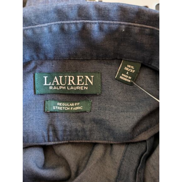 Ralph Lauren Mens L Shirt 16.5 Blue Button Down New Regular Fit Long Sleeve NWT - Picture 14 of 14